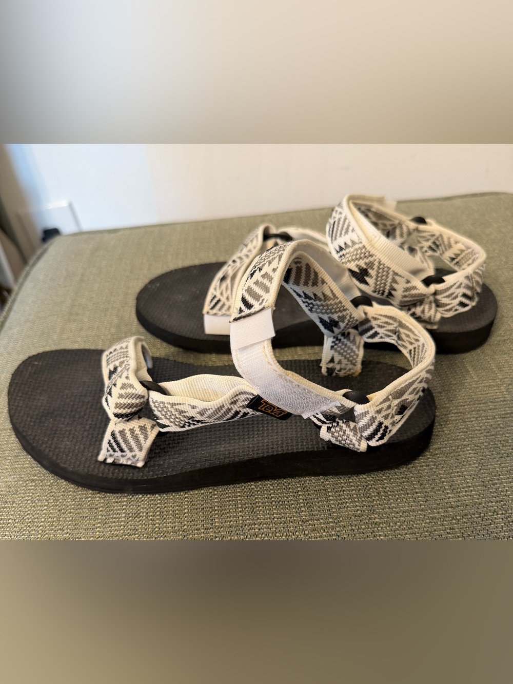 Teva Women's Black and White Geometric Strap Sandals - Picture 2 of 5